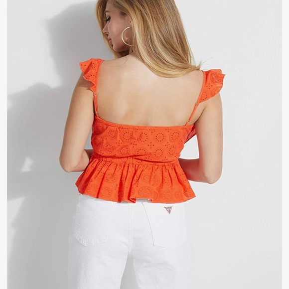 Ladies Small Guess Orange Top - Picture 4 of 8